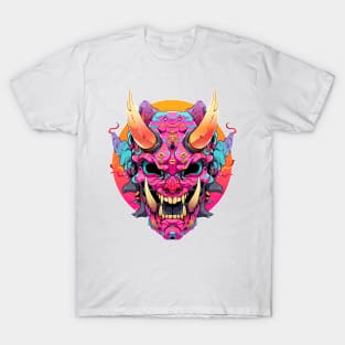 ONI HEAD SUNSET | Neo Tokyo Japan Traditional Culture Pop Art | PROUD OTAKU T-Shirt